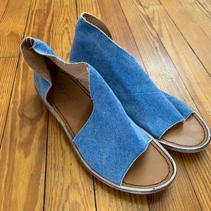 Free People Denim Cutout Flat with Open Toe